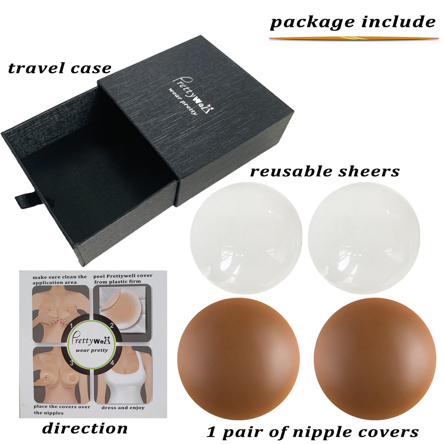 PRETTYWELL Nipple Covers no Show for Women, Waterproof Adhesive Pasties Nipple Cover, Reusable Petals Nipple Cover Silicone Ultra Thin Nipple Pasties Nude